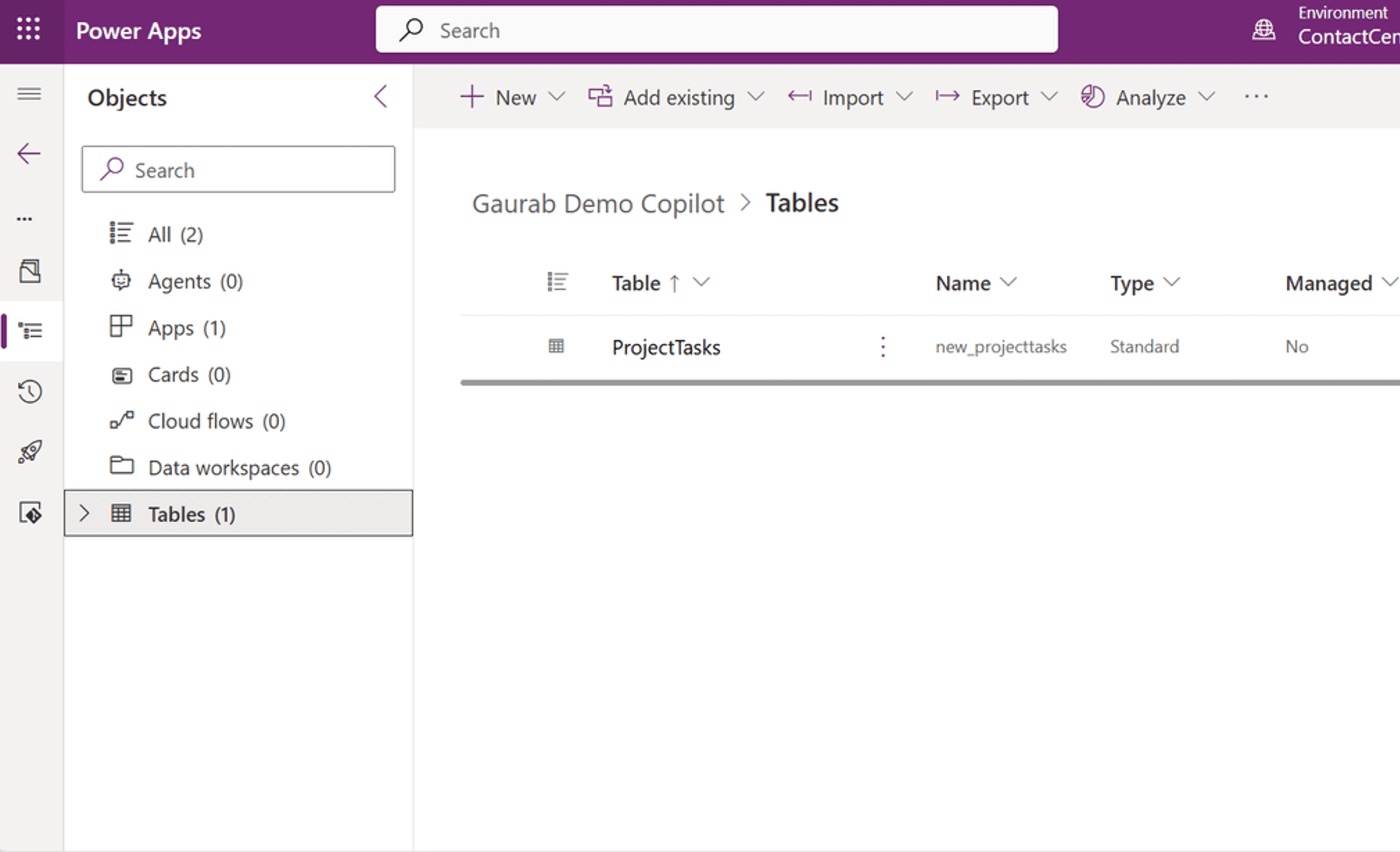 Power Platform operations dashboard