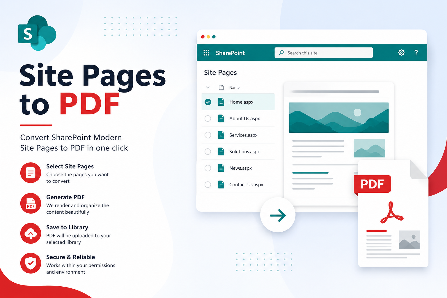 SharePoint Site Pages to PDF
